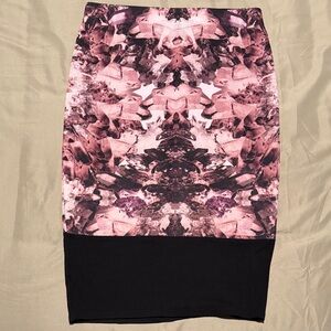 Bar III Abstract Pink and Black Pencil Skirt